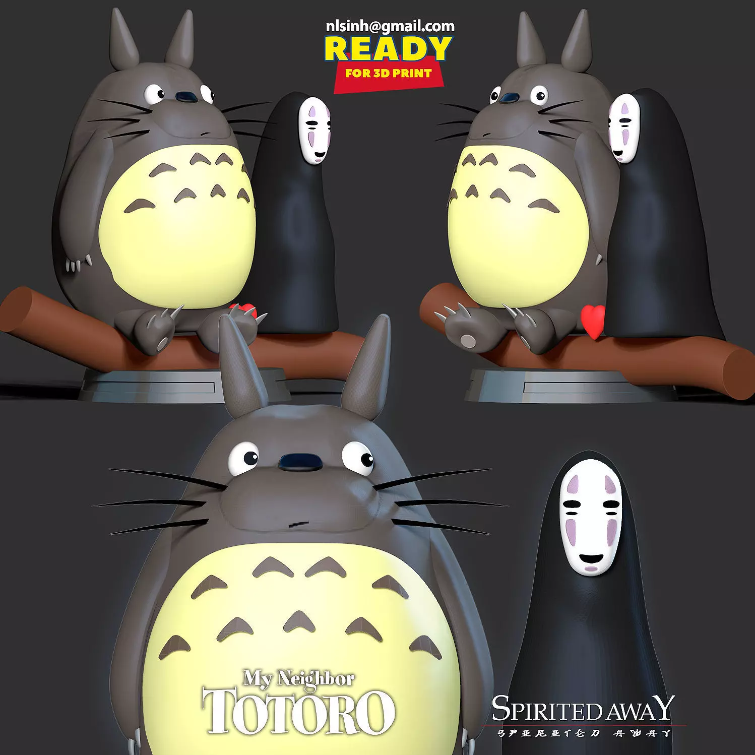 Totoro and No-Face 3D print model_0