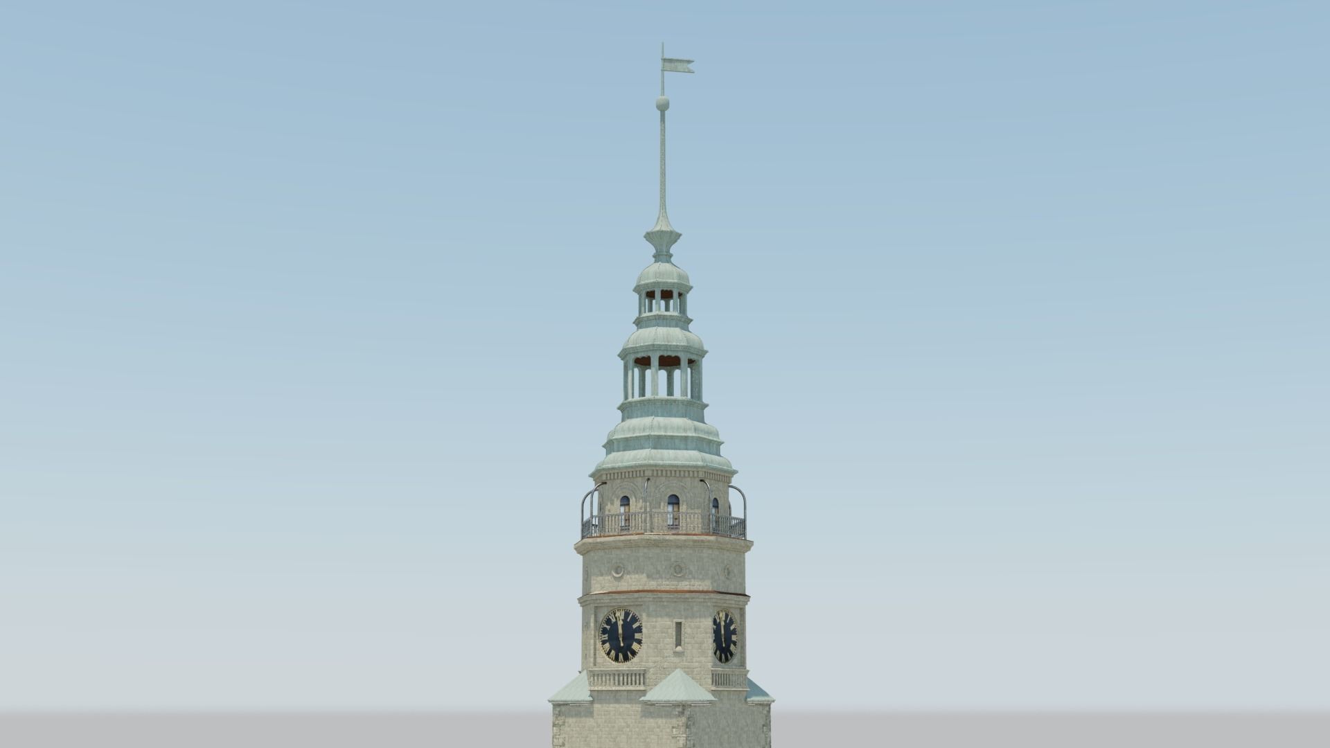 Tower roof renaissance 3D model_1