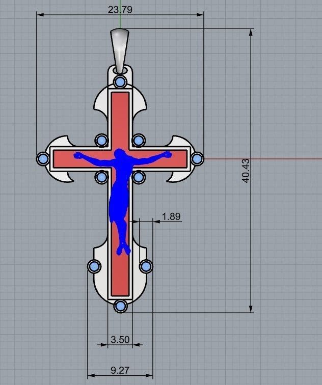 cross gold with onyx and diamonds 3D print model_6