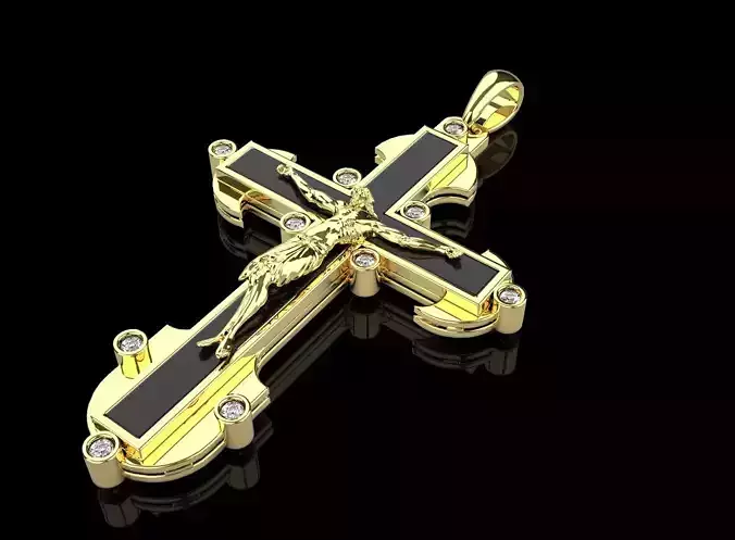 cross gold with onyx and diamonds