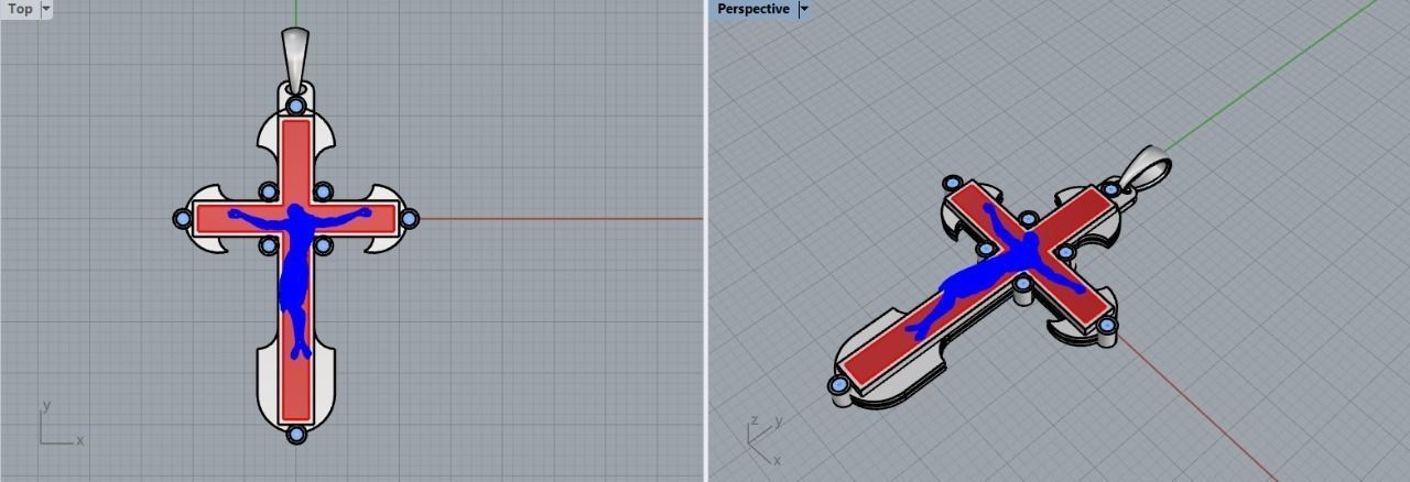 cross gold with onyx and diamonds 3D print model_9
