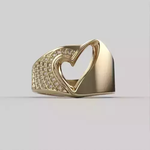 Women ring heart diamonds 3dm stl