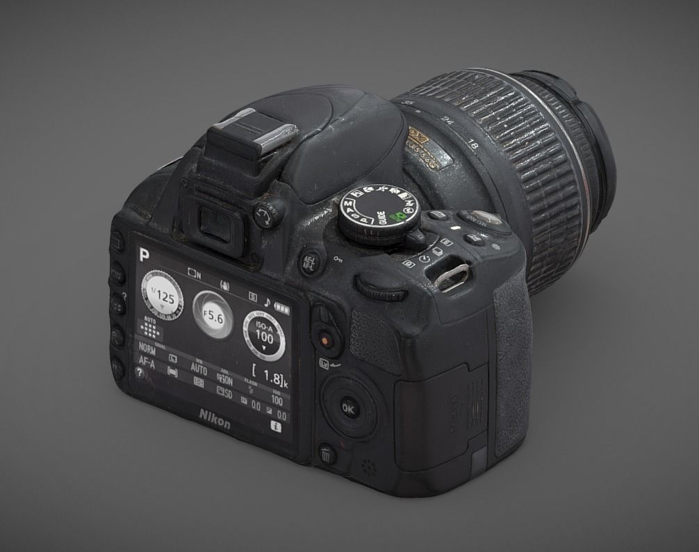 Nikon D3100 Low-poly 3D model_7