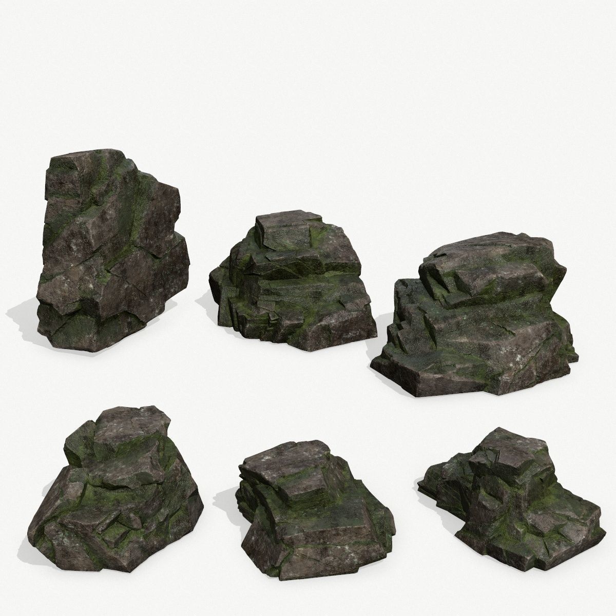 Rock Set Low-poly 3D model_1
