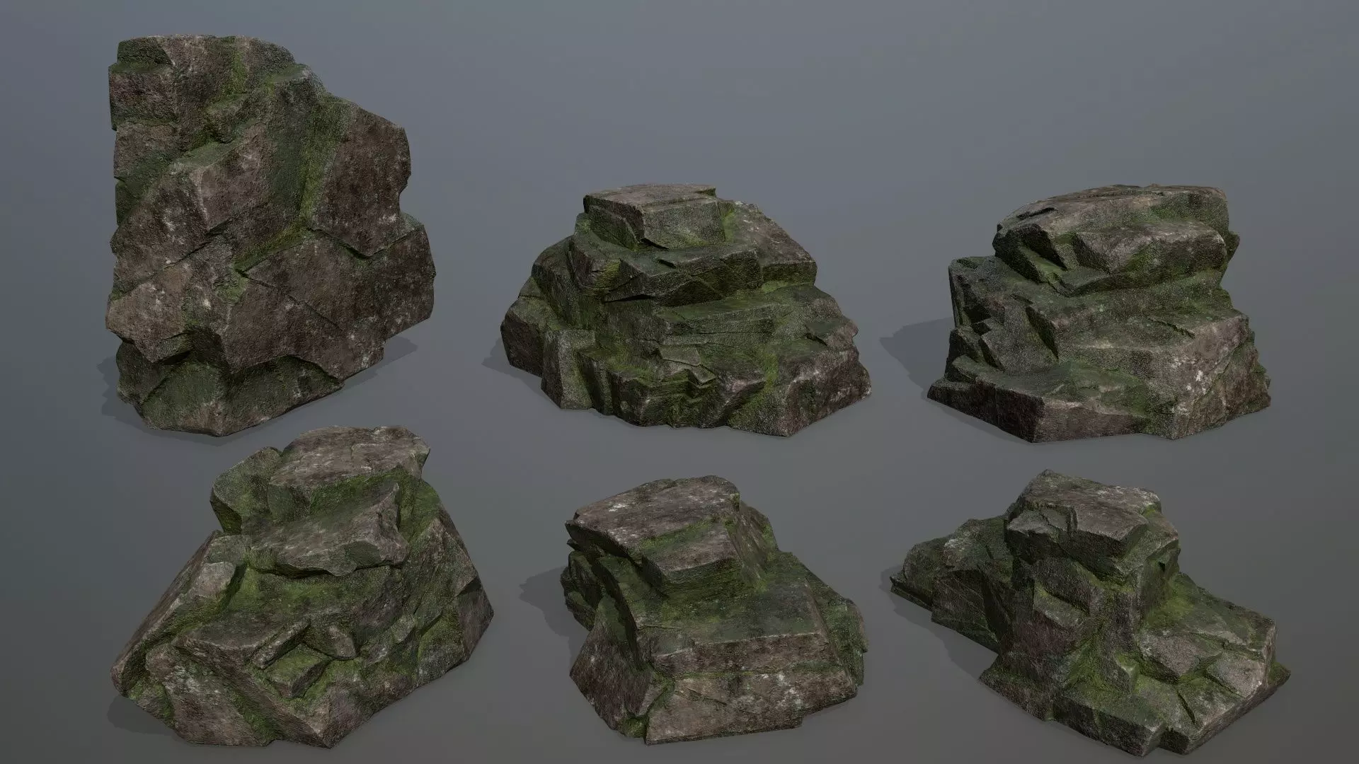 Rock Set Low-poly 3D model_0