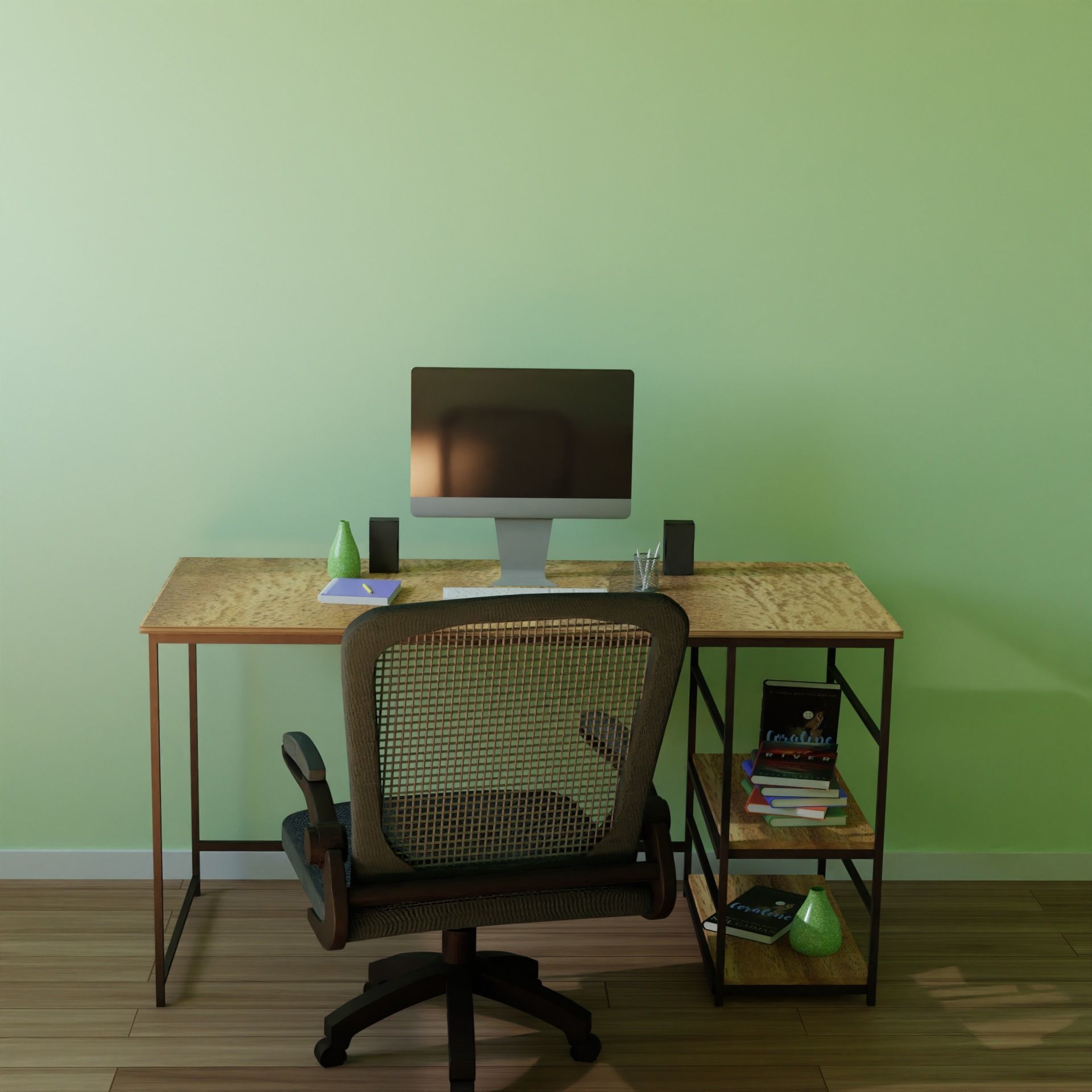 modern teenage room  desktop  3D model_9