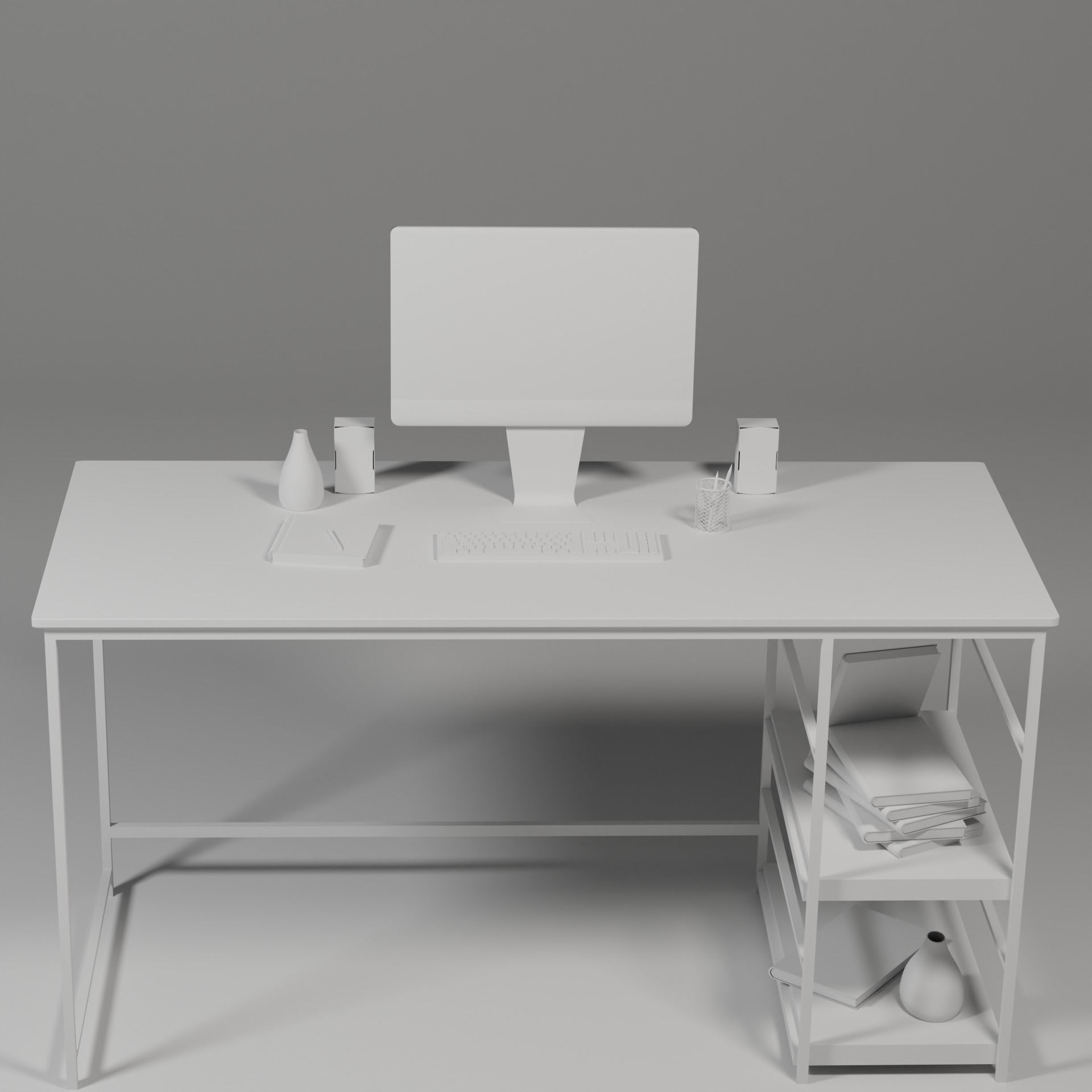 modern teenage room  desktop  3D model_2