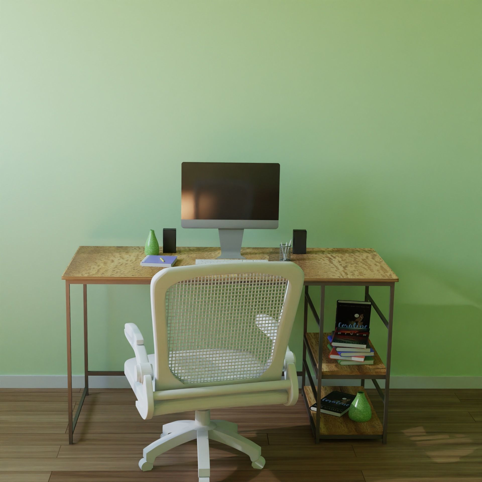 modern teenage room  desktop  3D model_7