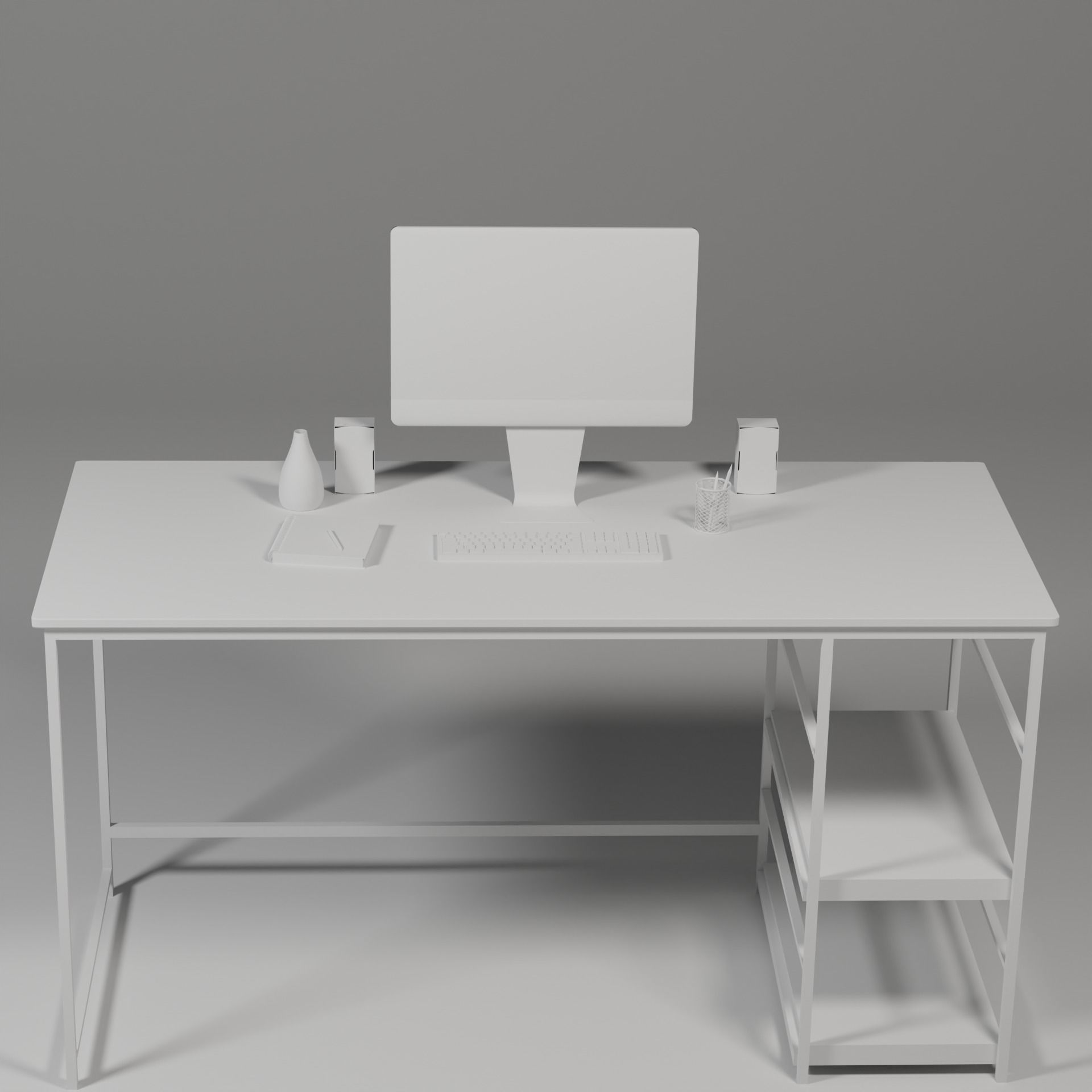 modern teenage room  desktop  3D model_3