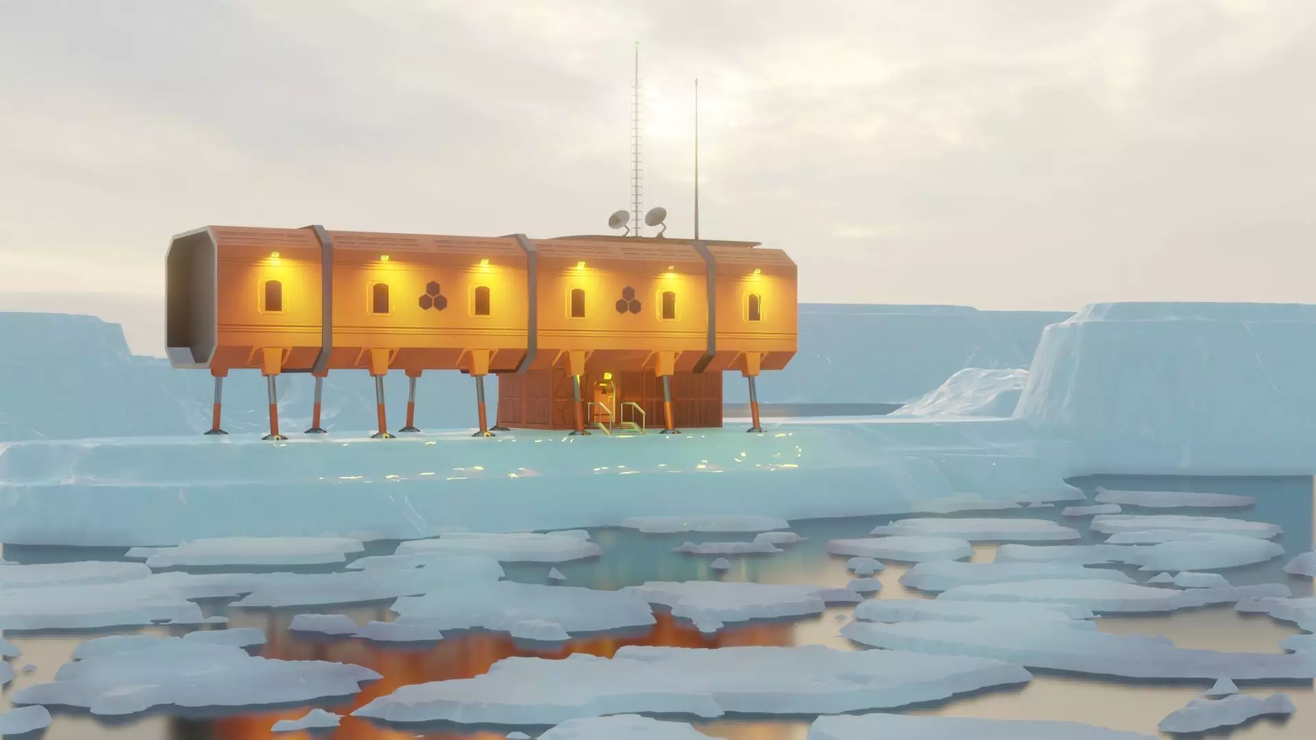 Antarctic base Free low-poly 3D model