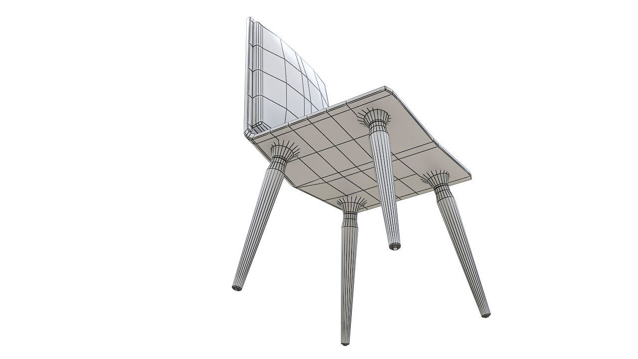 Plastic padded dining chair 3D model_10