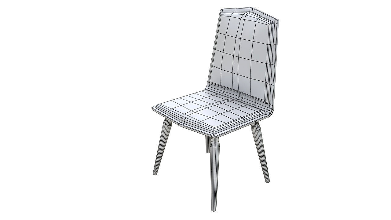 Plastic padded dining chair 3D model_7