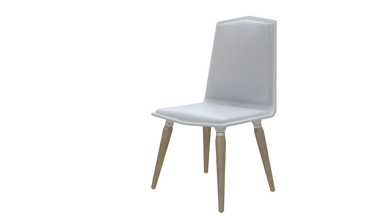 Plastic padded dining chair 3D model_2