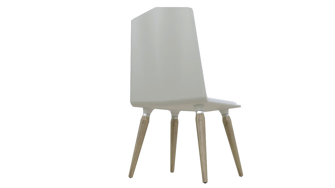 Plastic padded dining chair 3D model_5