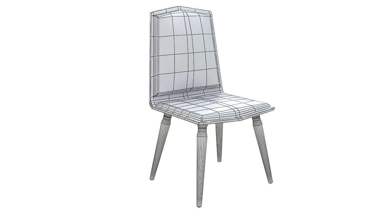 Plastic padded dining chair 3D model_6