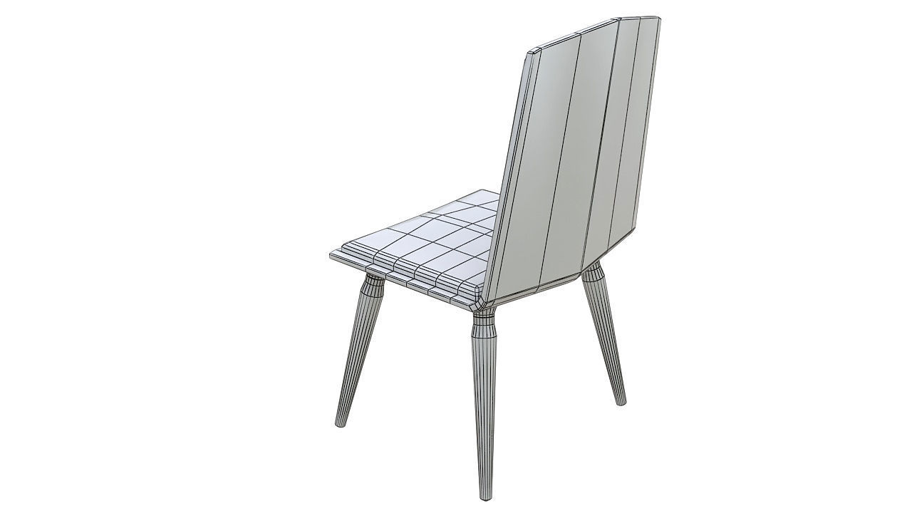 Plastic padded dining chair 3D model_8