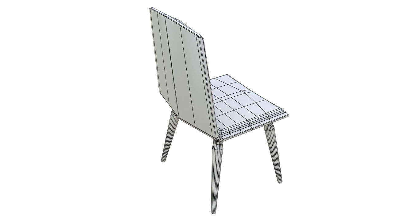 Plastic padded dining chair 3D model_9