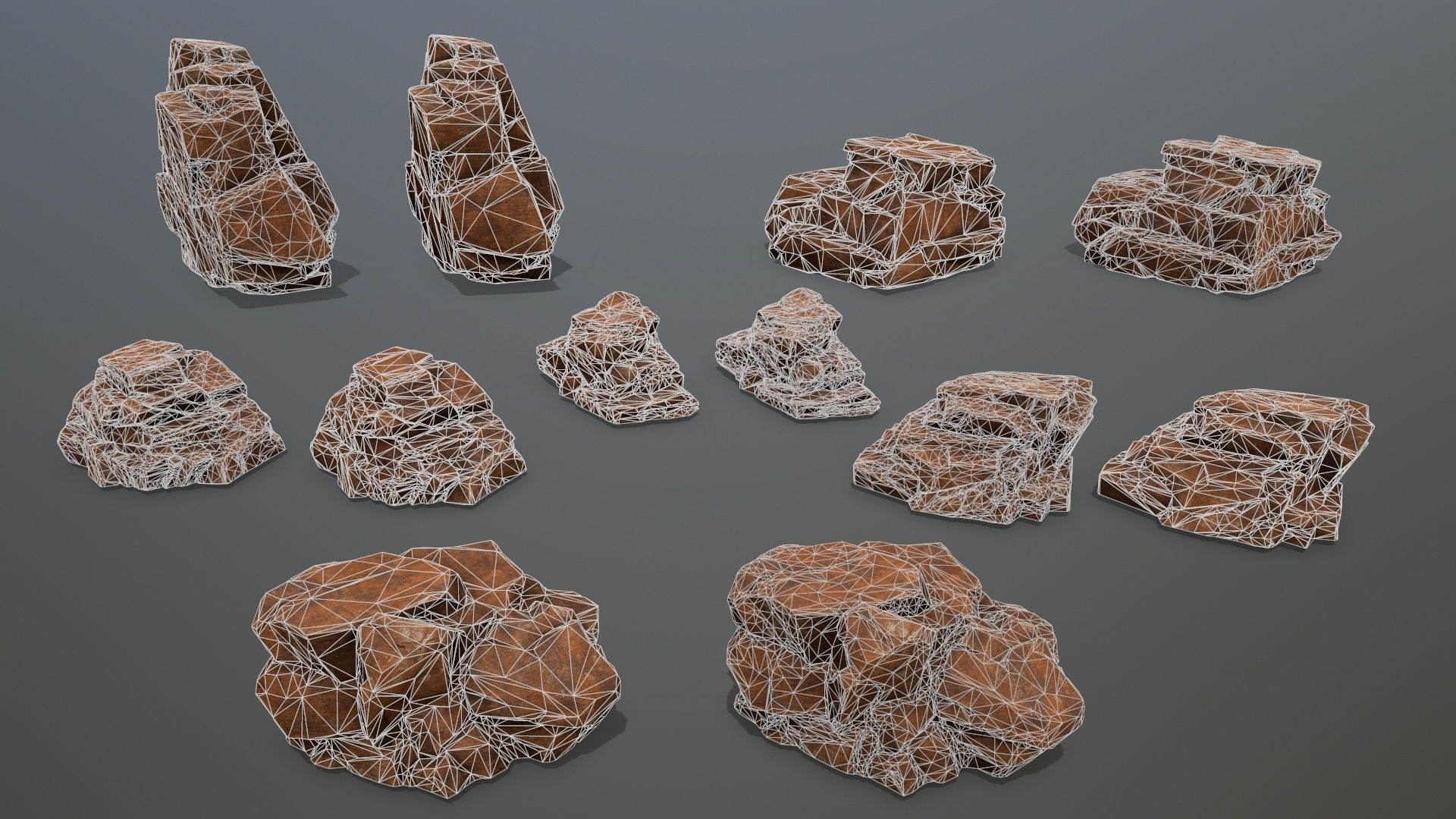 Sand Stone Set Low-poly 3D model_14