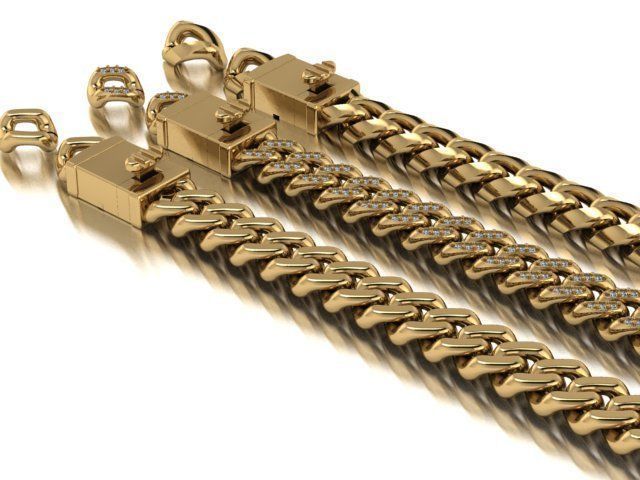 3 Cuban links for bracelet  and necklaces 3D print model_8