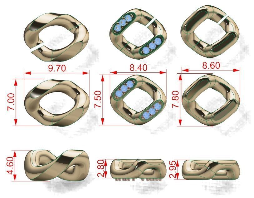 3 Cuban links for bracelet  and necklaces 3D print model_2
