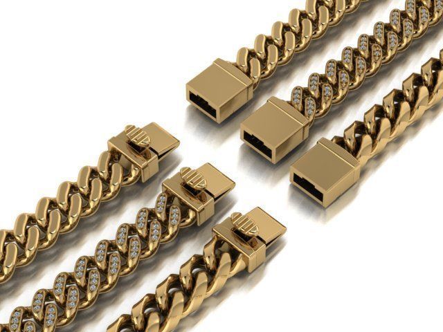 3 Cuban links for bracelet  and necklaces 3D print model_19