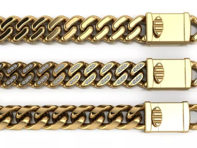 3 Cuban links for bracelet  and necklaces 3D print model_0