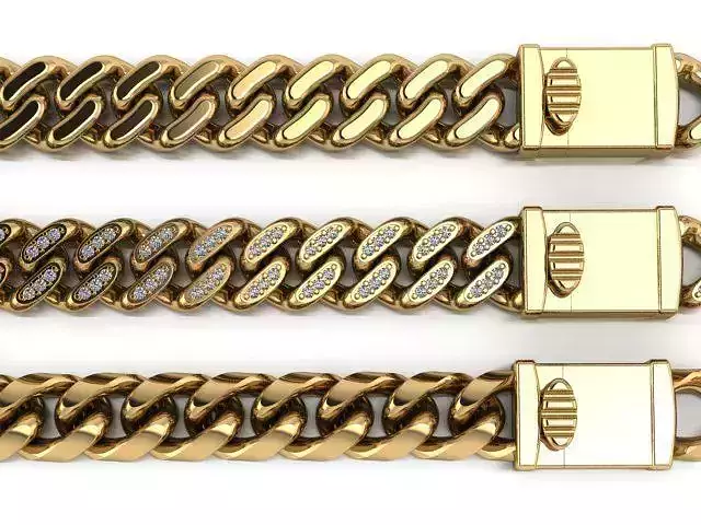 3 Cuban links for bracelet  and necklaces 3D print model