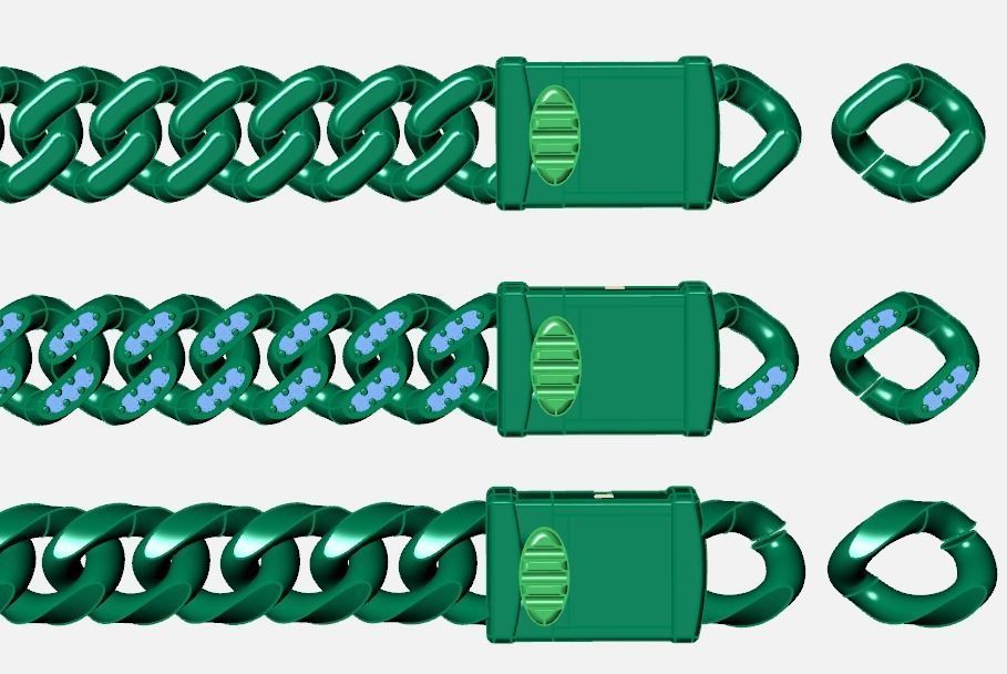 3 Cuban links for bracelet  and necklaces 3D print model_5