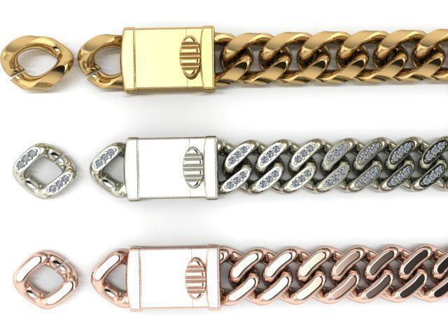 3 Cuban links for bracelet  and necklaces 3D print model_16