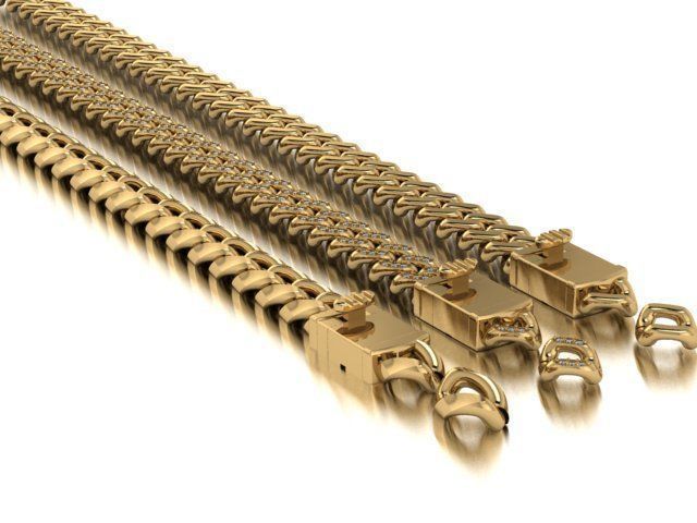 3 Cuban links for bracelet  and necklaces 3D print model_10