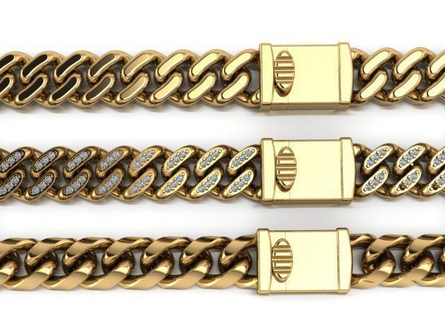 3 Cuban links for bracelet  and necklaces 3D print model_15