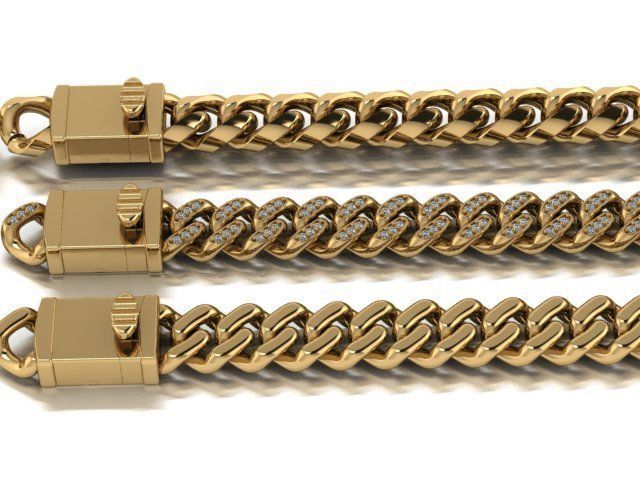 3 Cuban links for bracelet  and necklaces 3D print model_24