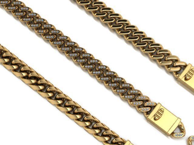 3 Cuban links for bracelet  and necklaces 3D print model_14