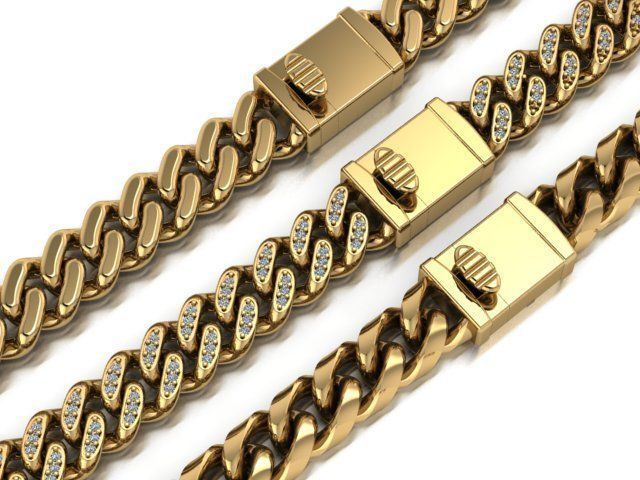 3 Cuban links for bracelet  and necklaces 3D print model_18