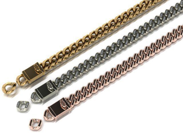 3 Cuban links for bracelet  and necklaces 3D print model_6