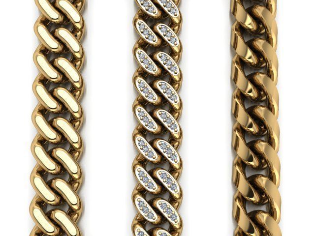 3 Cuban links for bracelet  and necklaces 3D print model_9