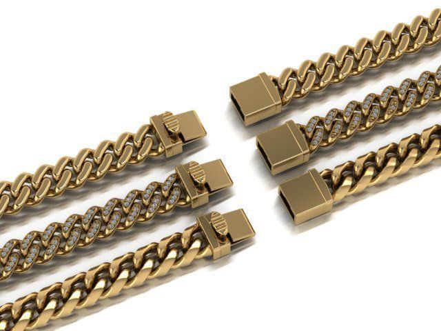 3 Cuban links for bracelet  and necklaces 3D print model_3