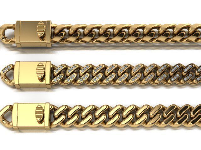 3 Cuban links for bracelet  and necklaces 3D print model_21