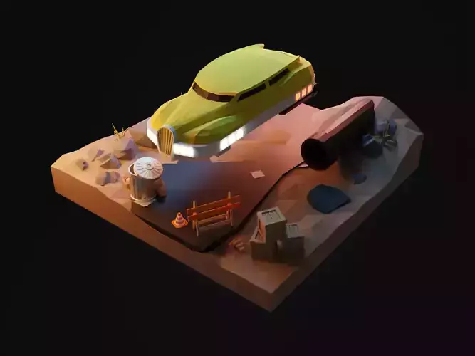 Korben Dallas low poly  car games ready