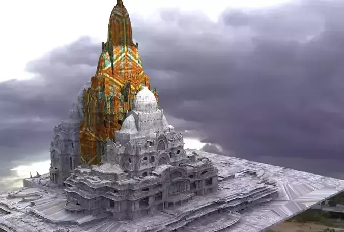 Fantasy Oriental Temple Complex 3D model