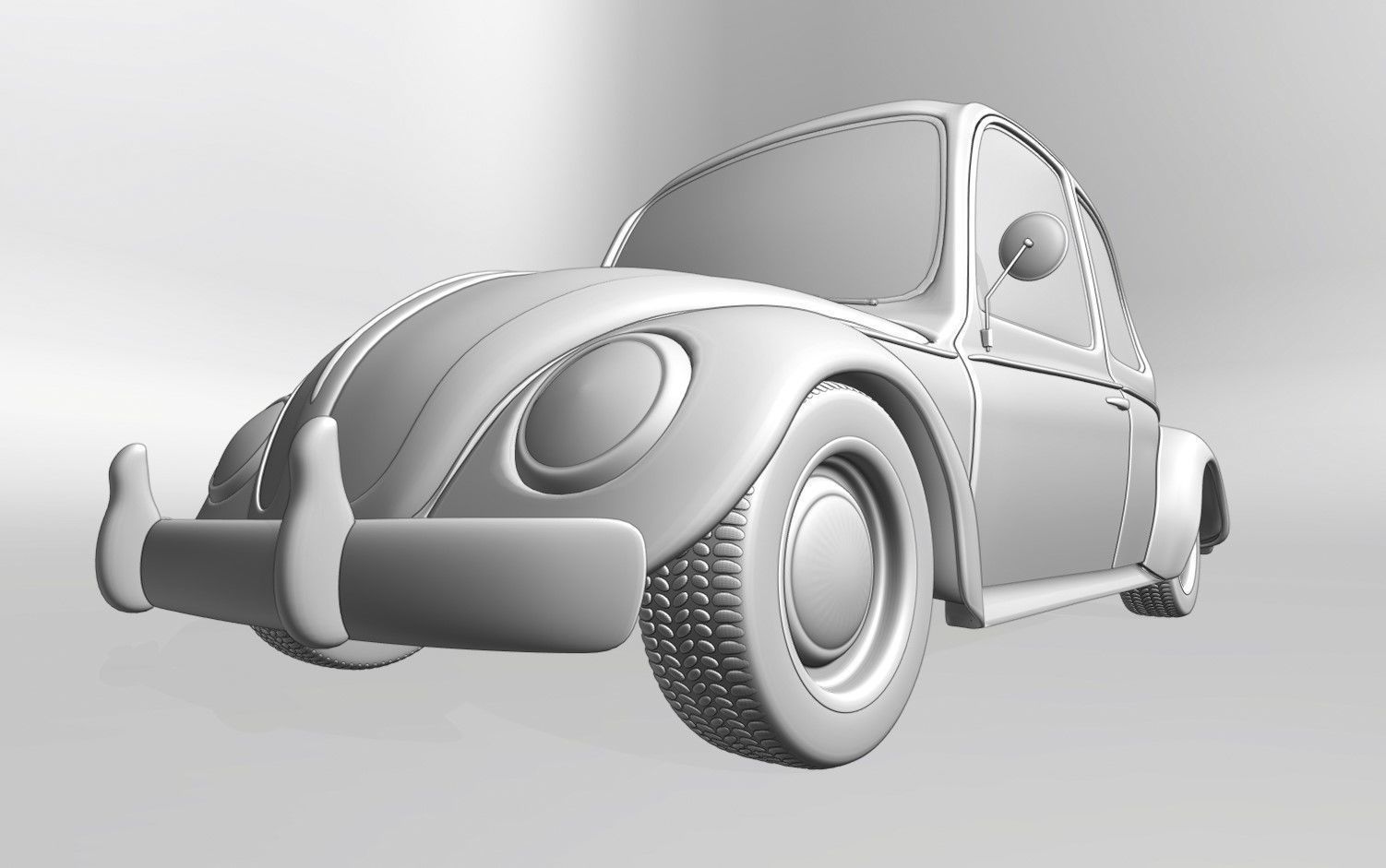 Classic Beetle Cartoon Style 3D Printable Model 3D print model_8