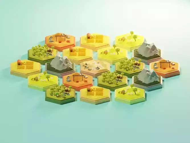 Catan-craft Blender 3D model with game Level 