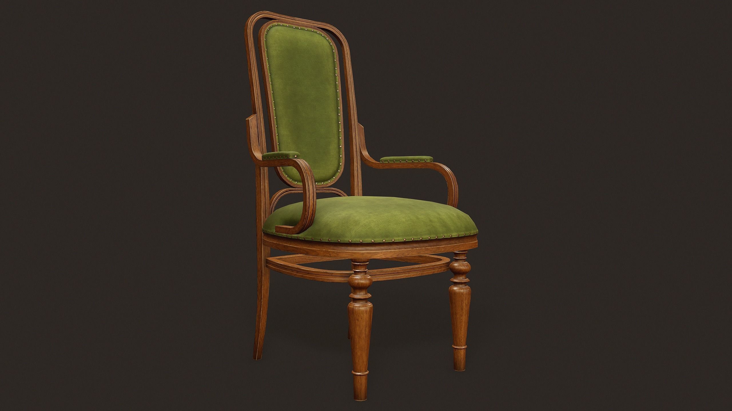Antique Chair - PBR Game Ready Low-poly 3D model_7