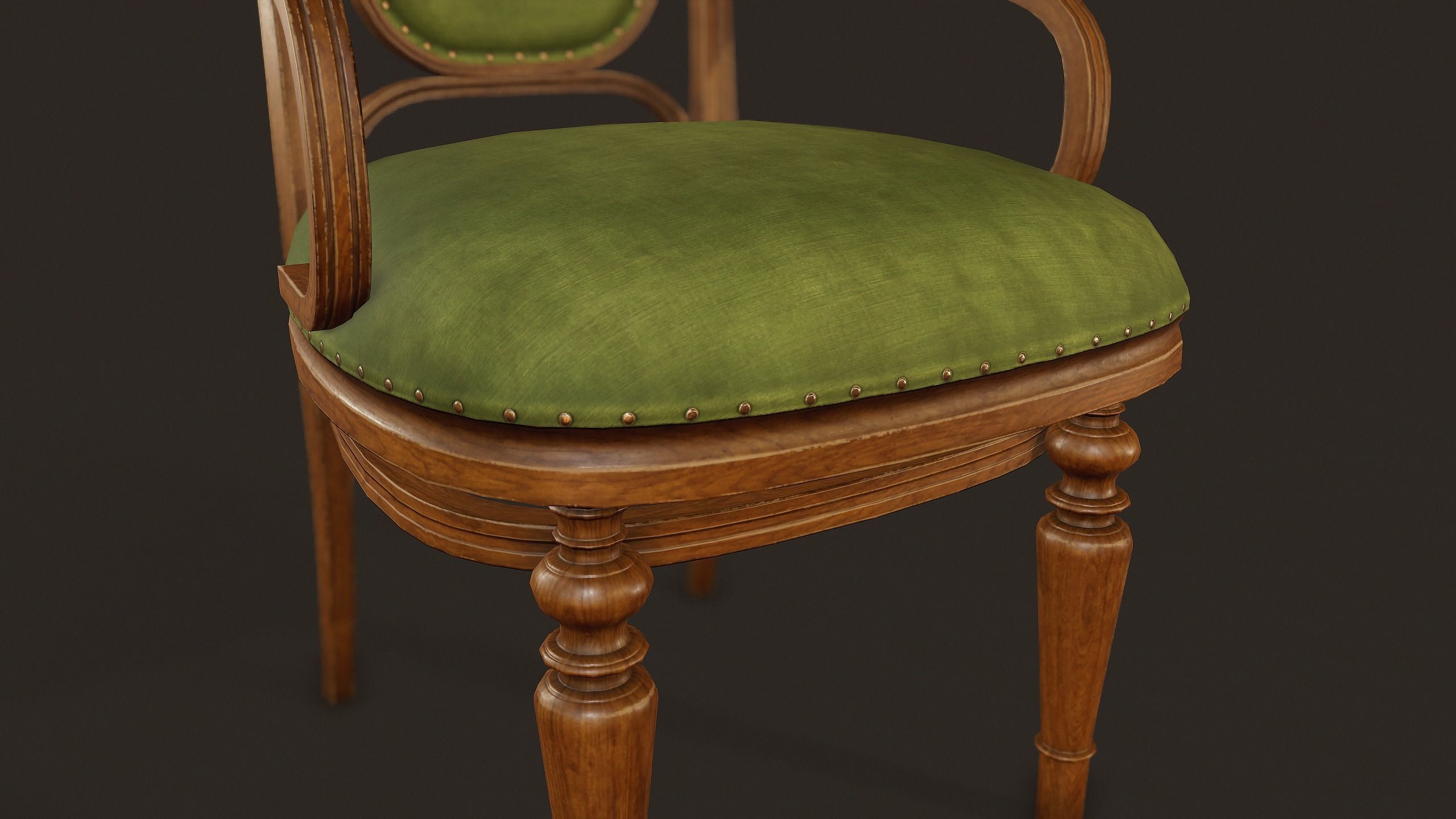 Antique Chair - PBR Game Ready Low-poly 3D model_8