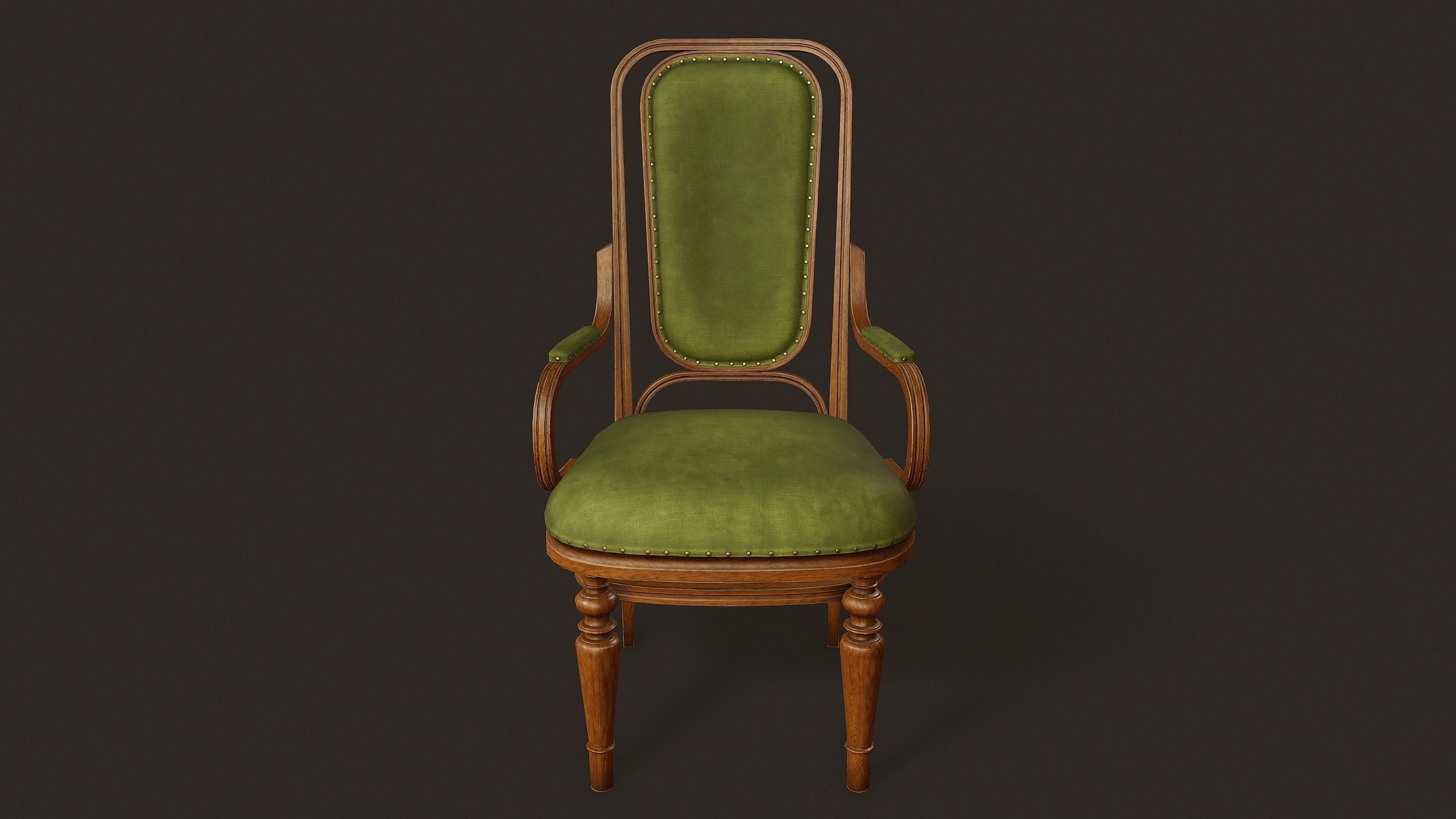 Antique Chair - PBR Game Ready Low-poly 3D model_6