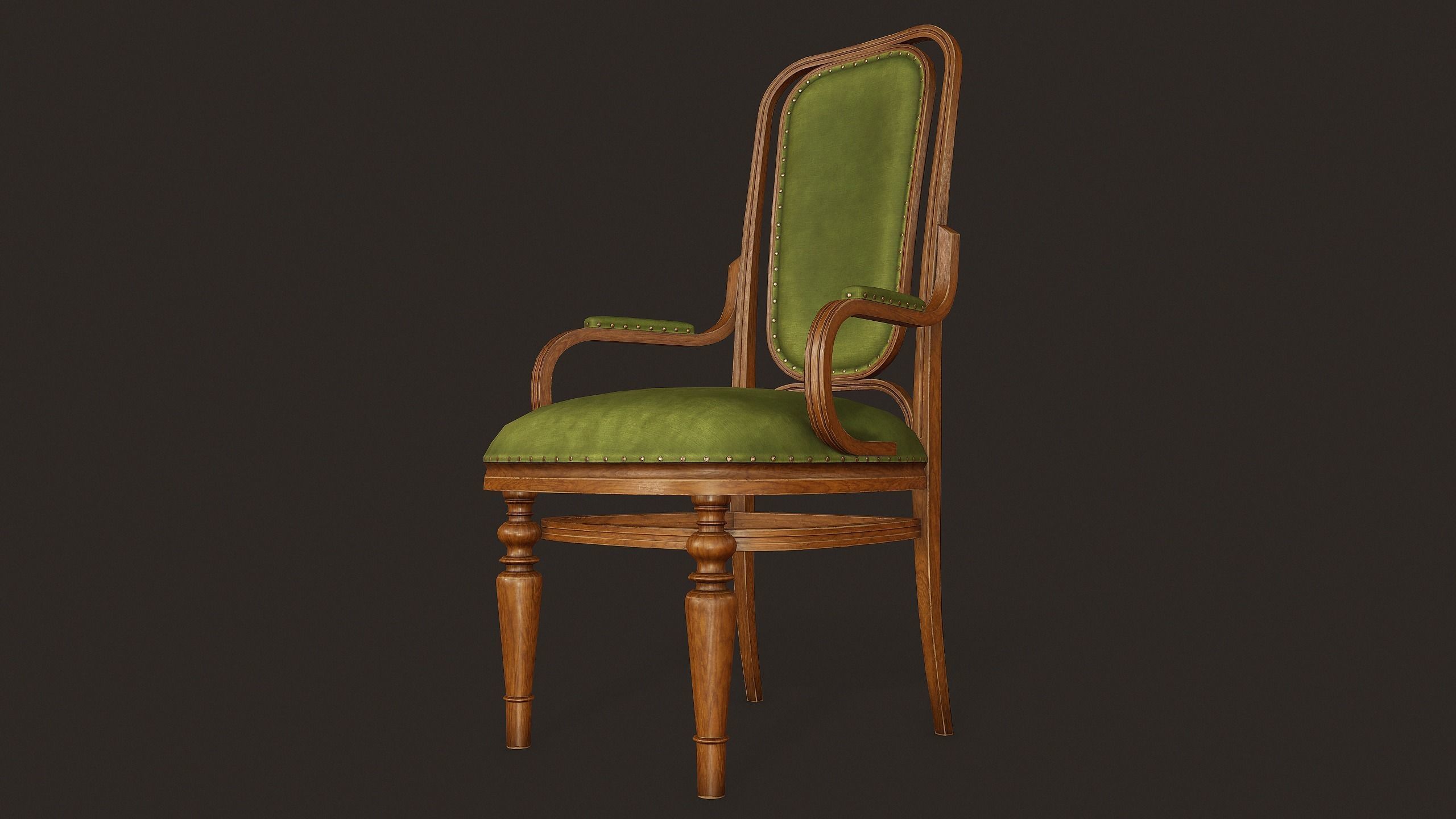 Antique Chair - PBR Game Ready Low-poly 3D model_3