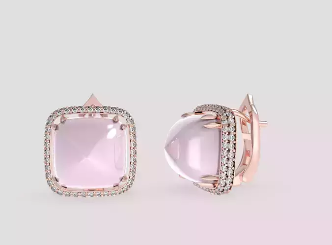 Quartz earrings    3D print model