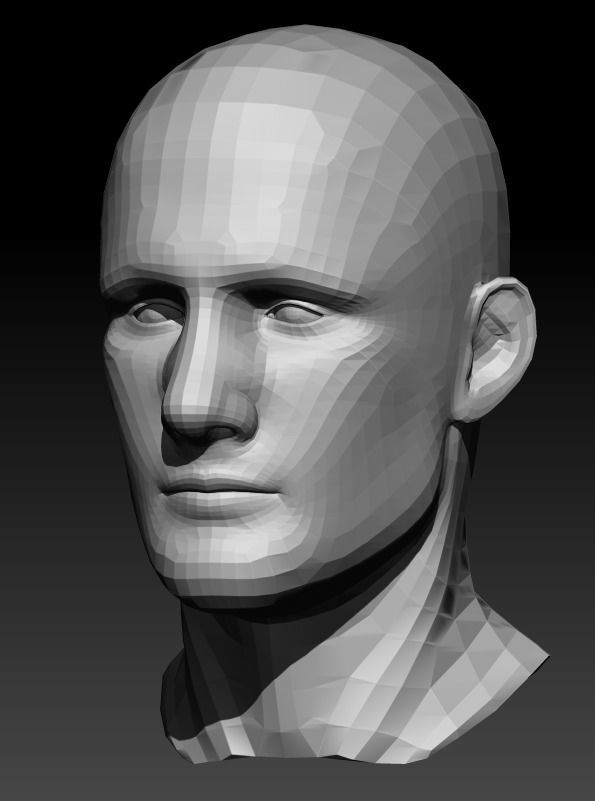 Male Head 9 Low-poly 3D model_1