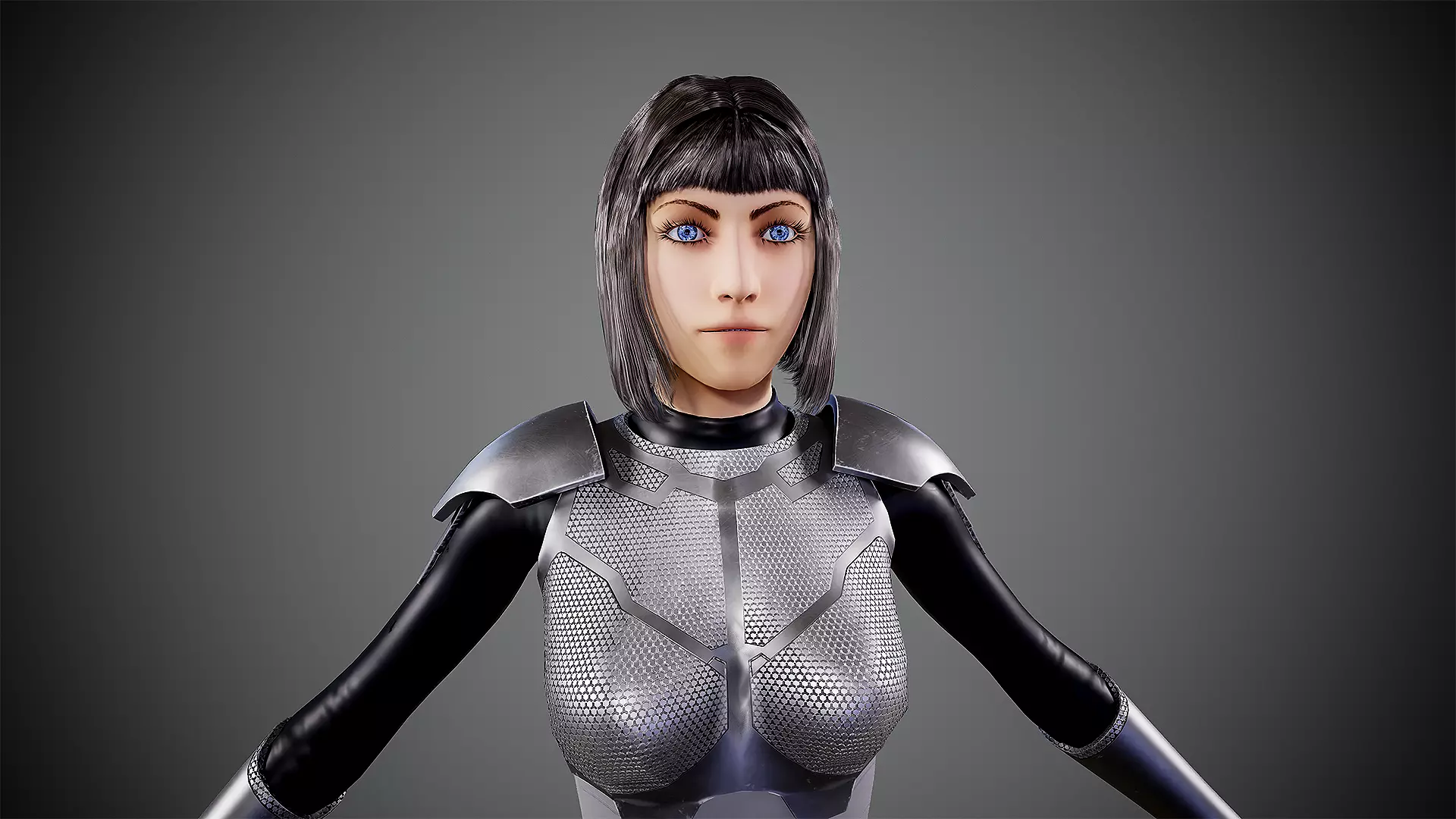 Sci Fi girl  Low-poly 3D model_3