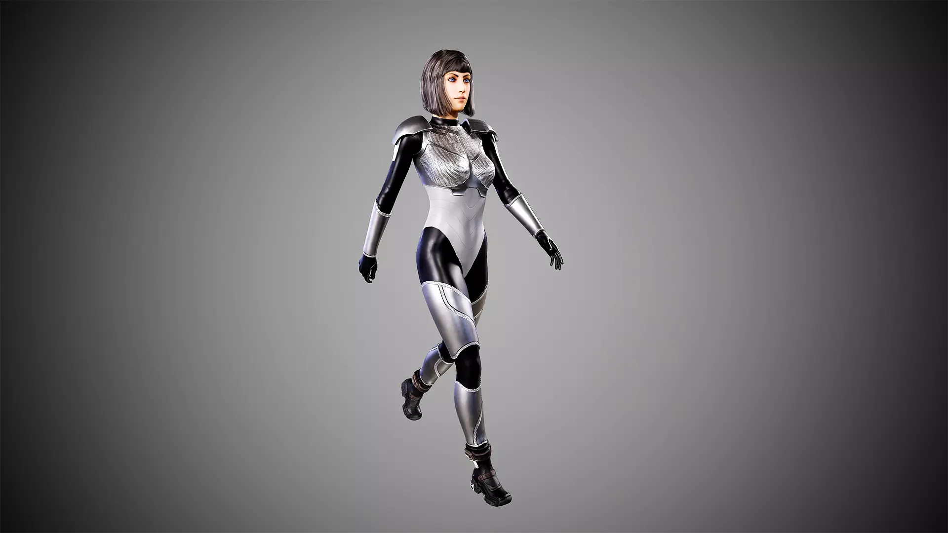 Sci Fi girl  Low-poly 3D model_7